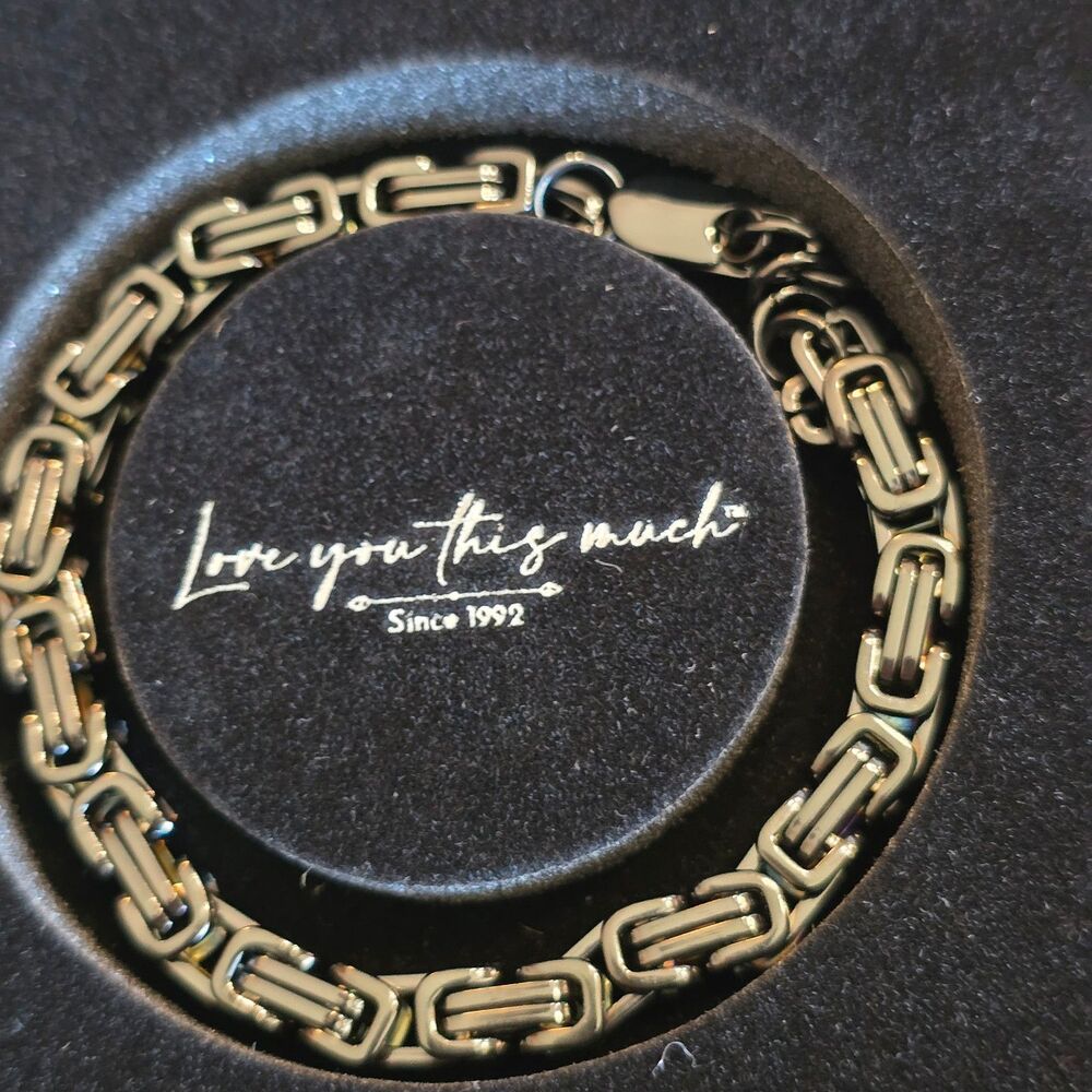 Love you this much Stainless Steel Chain Bracelet adjustable Mens unisex